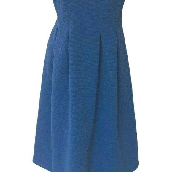 TAYLOR Mid-Weight Royal Blue Textured Knit Knee Length Office Career Dress - Picture 3 of 11